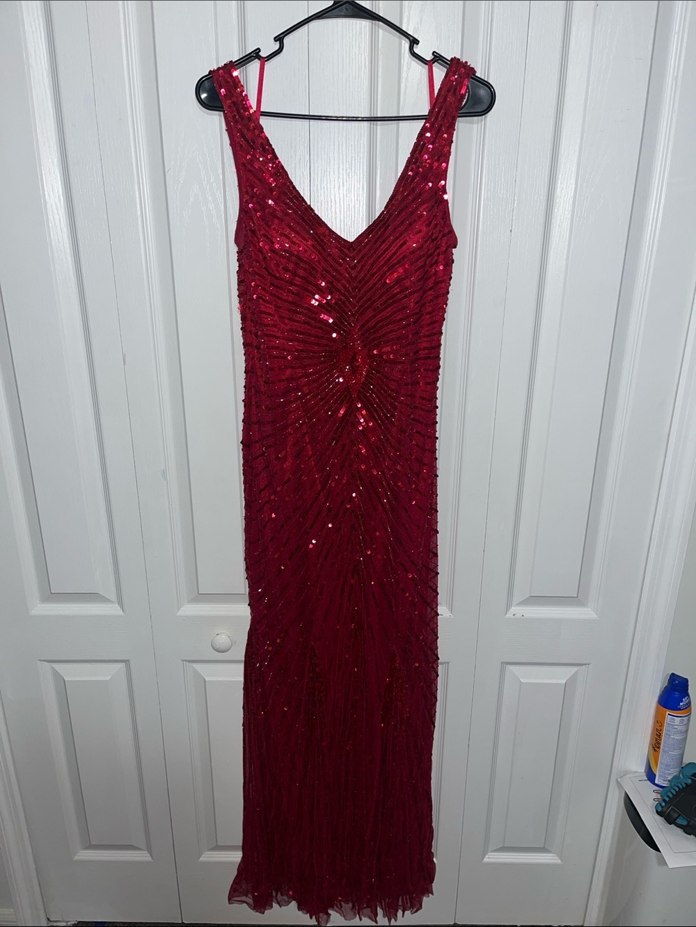 Cache Sequined Red Maxi Dress
